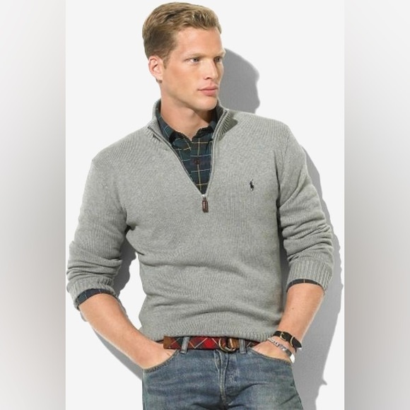 Polo Ralph Lauren Other - POLO RALPH LAUREN Gray 90% Wool 10% Cashmere Quarter Zip Sweater size Small